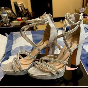 Nina Crystal Block Heel Sandals